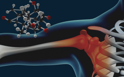 Image shows cortisone molecule used in injections to shoulder